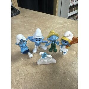 Vintage SMURFS Figures Lot of 5 McDonald's Happy Meal Toy 2011 2013 Peyo 3" PVC